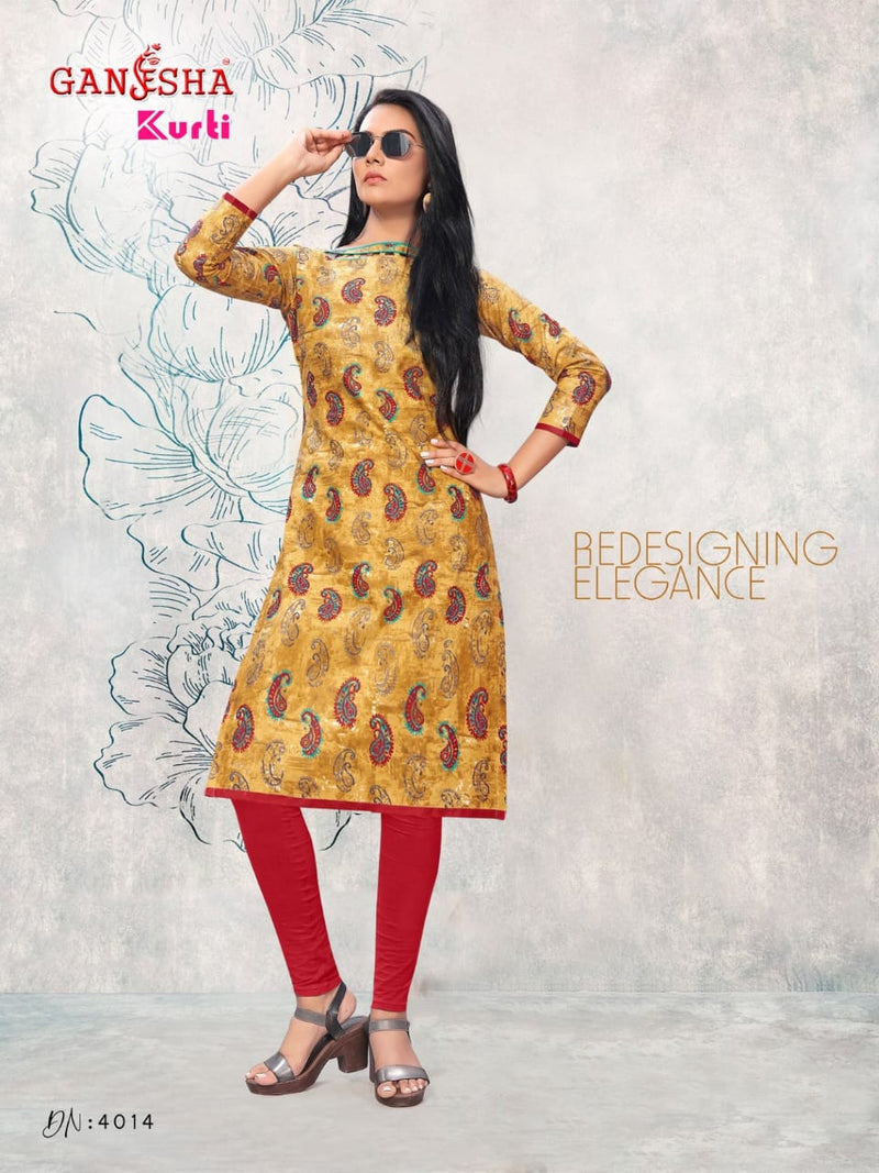 Falak International Ganesha Kurti Vol 4 Cotton Printed Daily Wear Fancy Kurti
