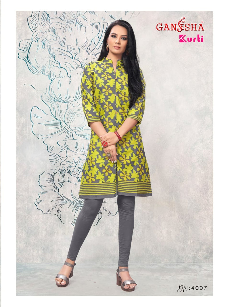 Falak International Ganesha Kurti Vol 4 Cotton Printed Daily Wear Fancy Kurti