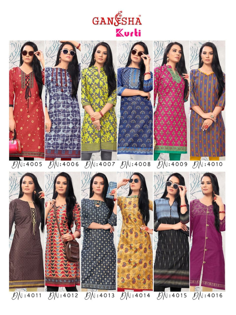 Falak International Ganesha Kurti Vol 4 Cotton Printed Daily Wear Fancy Kurti
