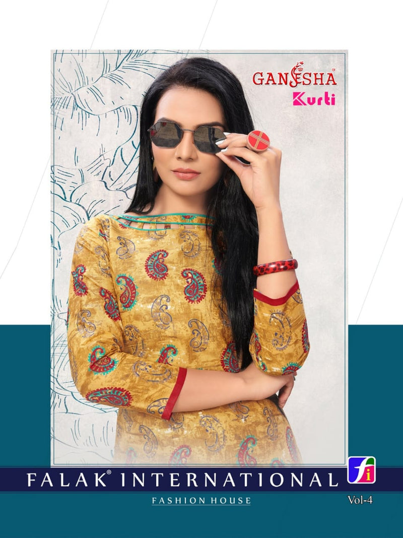 Falak International Ganesha Kurti Vol 4 Cotton Printed Daily Wear Fancy Kurti