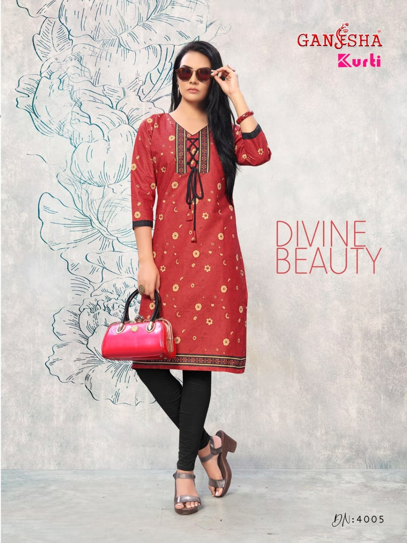 Falak International Ganesha Kurti Vol 4 Cotton Printed Daily Wear Fancy Kurti