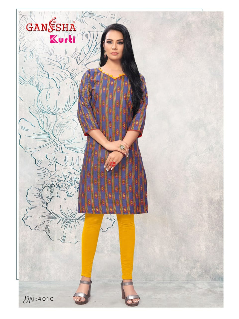 Falak International Ganesha Kurti Vol 4 Cotton Printed Daily Wear Fancy Kurti