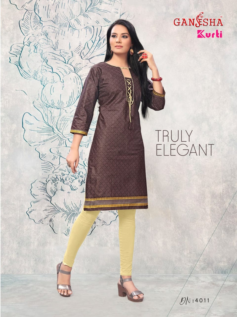 Falak International Ganesha Kurti Vol 4 Cotton Printed Daily Wear Fancy Kurti