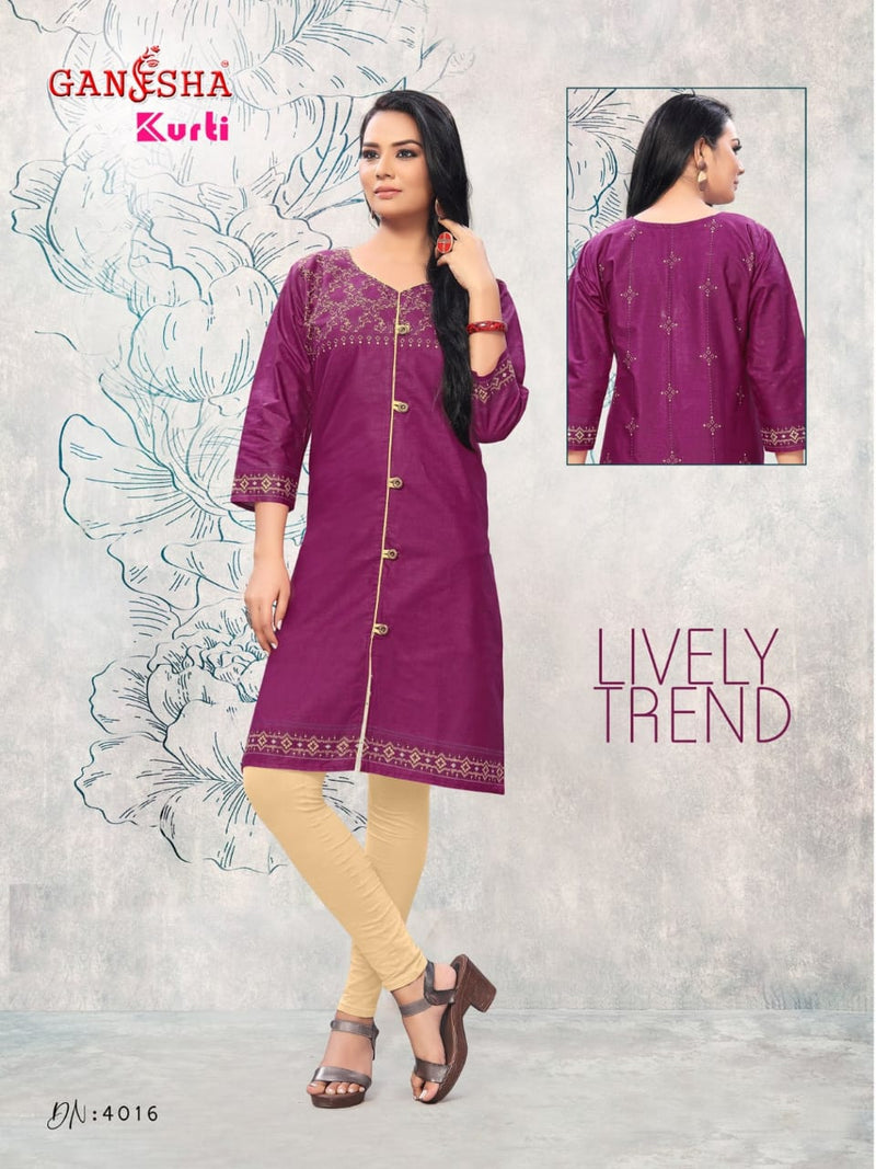 Falak International Ganesha Kurti Vol 4 Cotton Printed Daily Wear Fancy Kurti