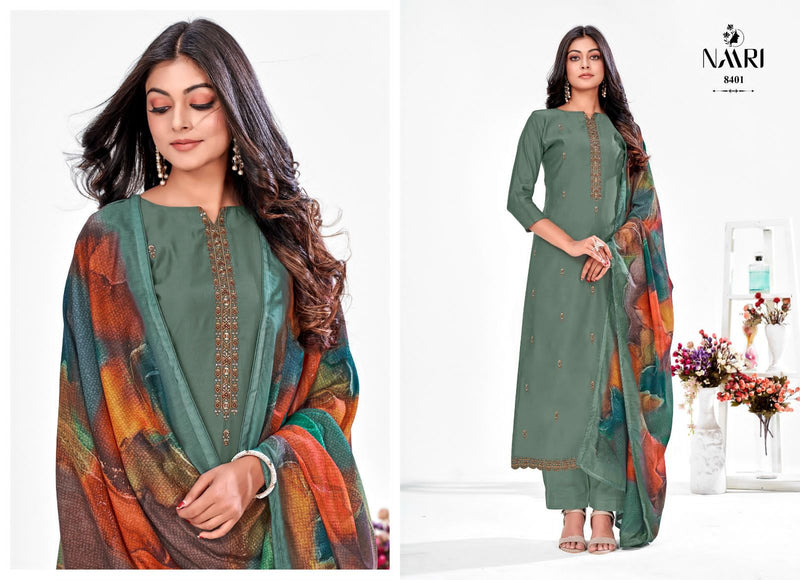 Naari Geet Muslin Silk Embroidery Work Fancy Designer Salwar Kameez