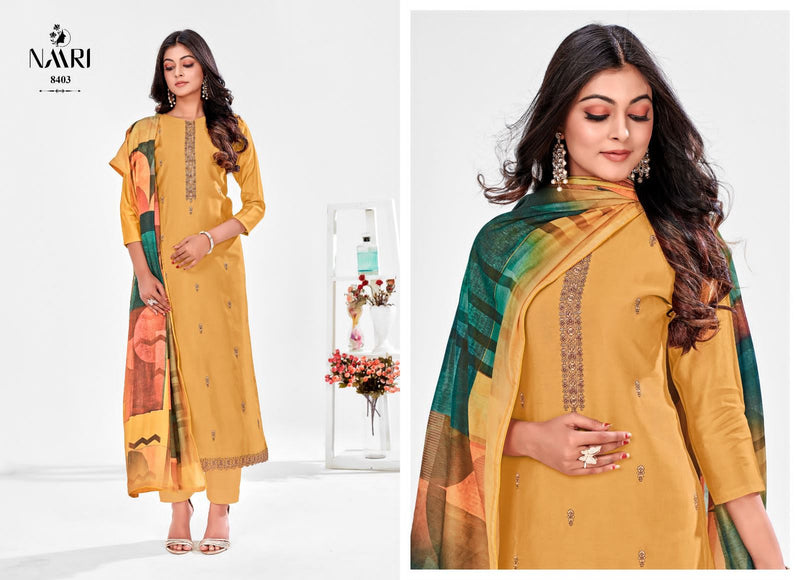 Naari Geet Muslin Silk Embroidery Work Fancy Designer Salwar Kameez