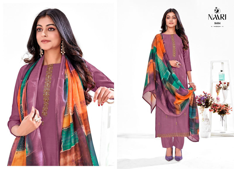 Naari Geet Muslin Silk Embroidery Work Fancy Designer Salwar Kameez