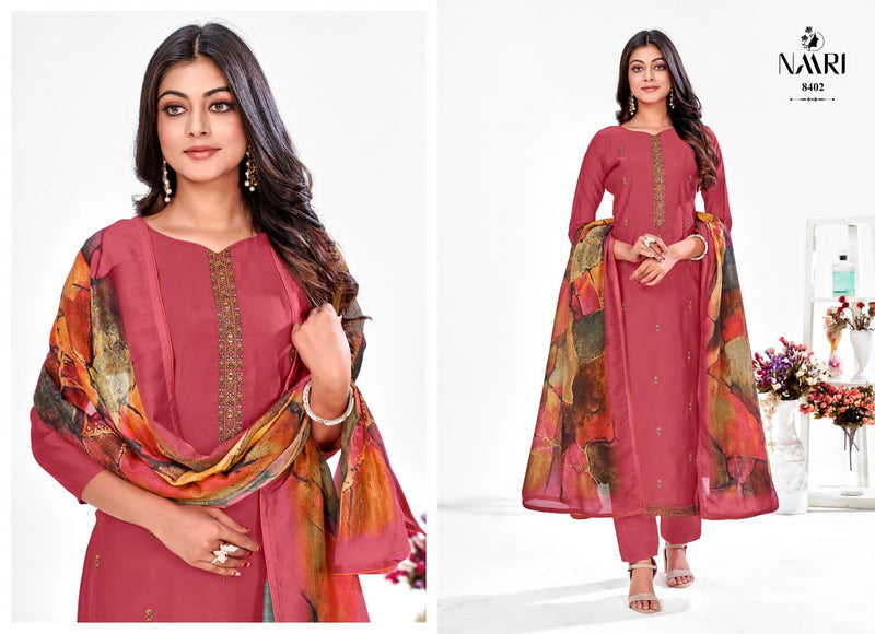 Naari Geet Muslin Silk Embroidery Work Fancy Designer Salwar Kameez