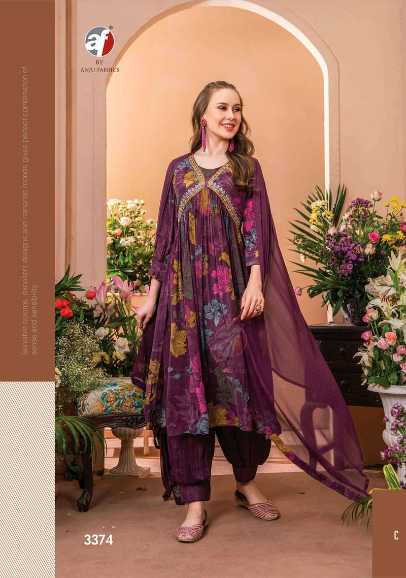 Anuj Fabrics Geet Crepe With Digital Printed Hand Work Designer Kurti Collection