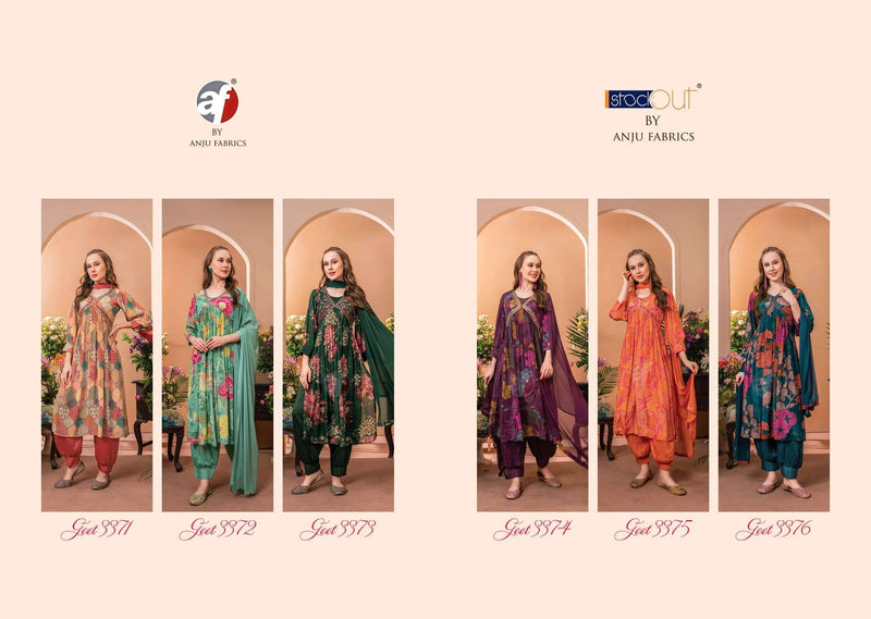 Anuj Fabrics Geet Crepe With Digital Printed Hand Work Designer Kurti Collection