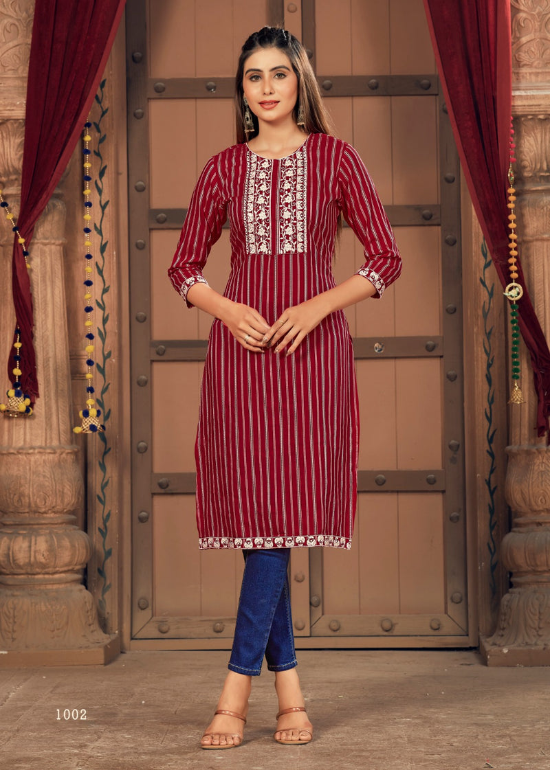 Banwery Fashion Geeta Vol 3 Silk Regular Wear Fancy Strip Kurtis