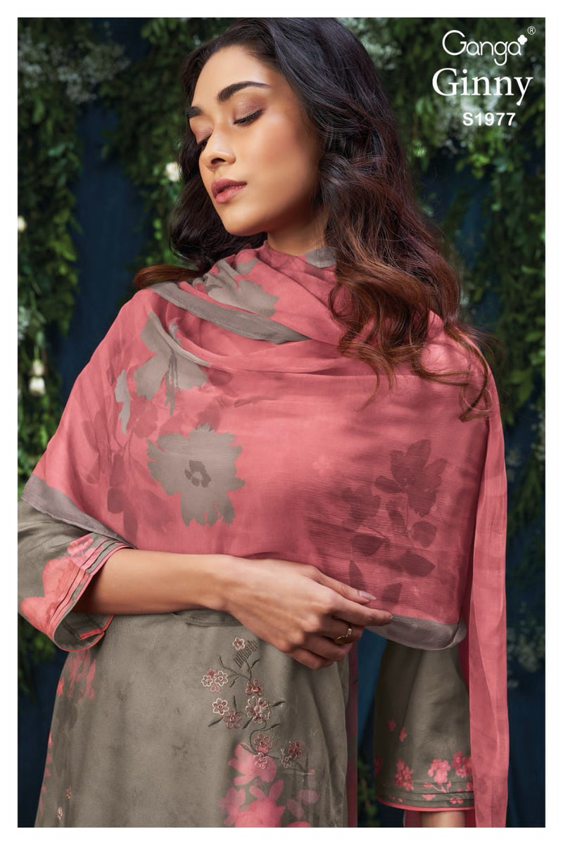 Ganga Gonny 1977 Pashmina Digital Printed With Embroidery Suit Collection