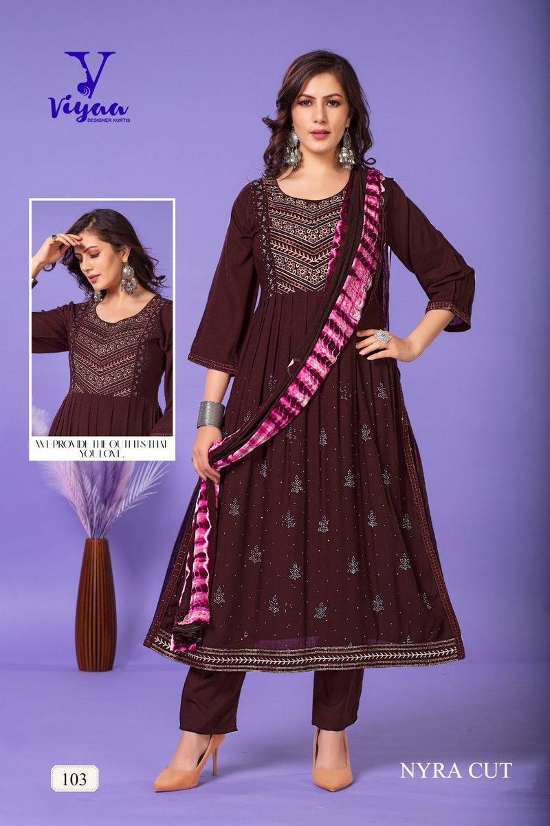 Viyaa Designer Gulmour Vol 1 Rayon Foil Printed Every Occasion Suits