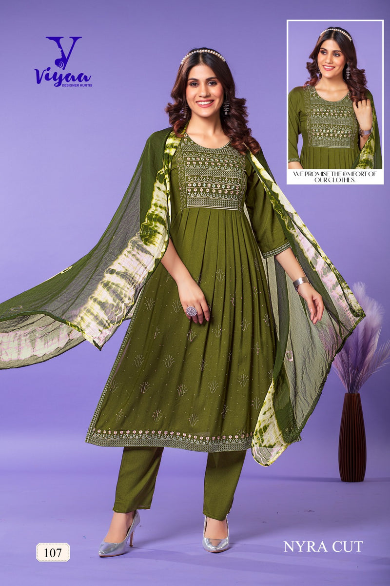 Viyaa Designer Gulmour Vol 1 Rayon Foil Printed Every Occasion Suits