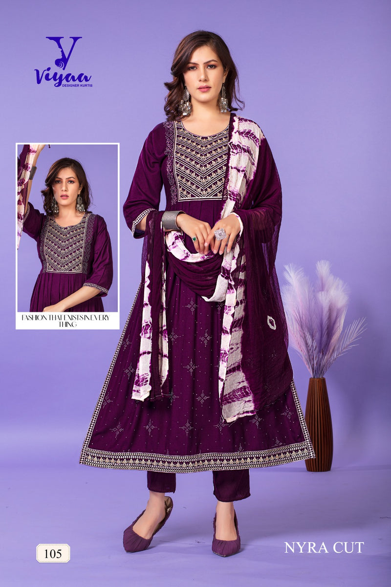Viyaa Designer Gulmour Vol 1 Rayon Foil Printed Every Occasion Suits