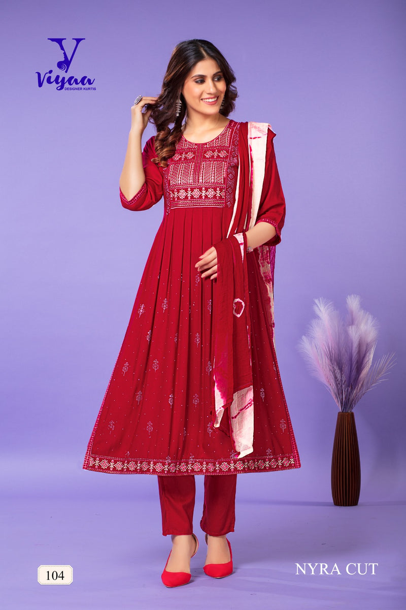 Viyaa Designer Gulmour Vol 1 Rayon Foil Printed Every Occasion Suits