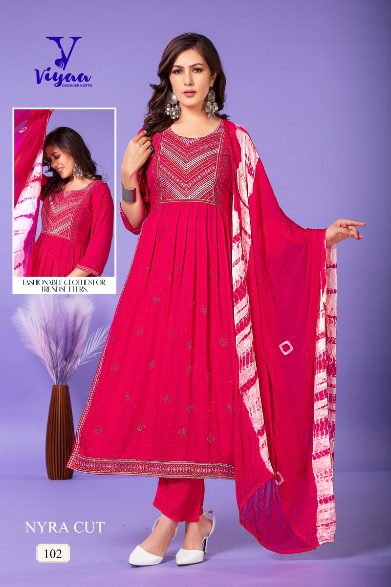 Viyaa Designer Gulmour Vol 1 Rayon Foil Printed Every Occasion Suits