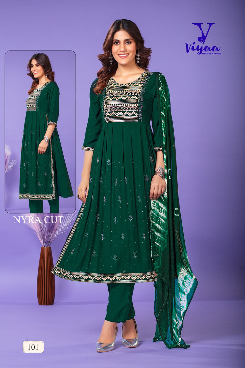 Viyaa Designer Gulmour Vol 1 Rayon Foil Printed Every Occasion Suits