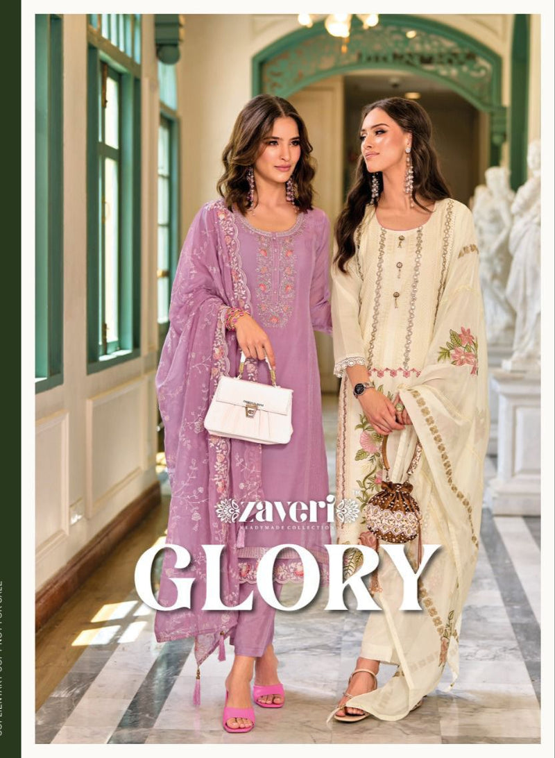 Zaveri Woman Beauty Glory Organza Embroidery Work Readymade Suit Collection