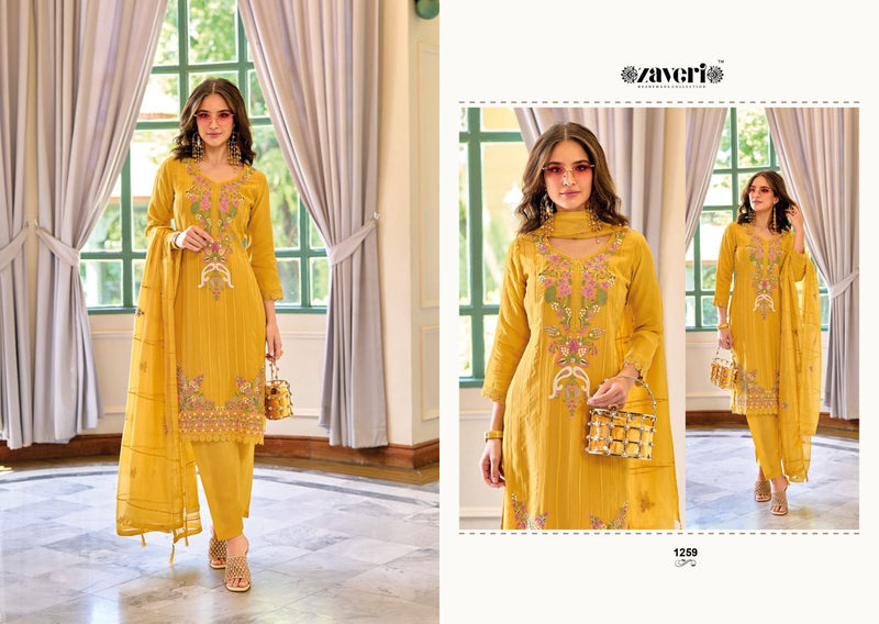 Zaveri Woman Beauty Glory Organza Embroidery Work Readymade Suit Collection