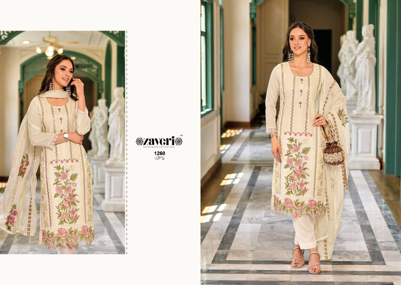 Zaveri Woman Beauty Glory Organza Embroidery Work Readymade Suit Collection