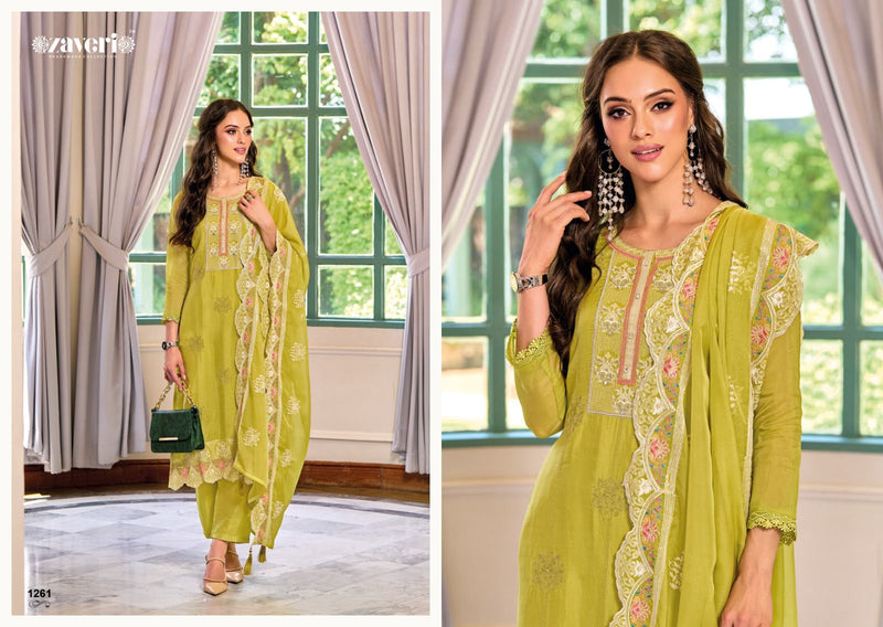Zaveri Woman Beauty Glory Organza Embroidery Work Readymade Suit Collection