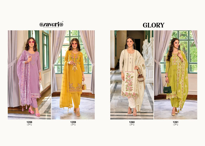 Zaveri Woman Beauty Glory Organza Embroidery Work Readymade Suit Collection
