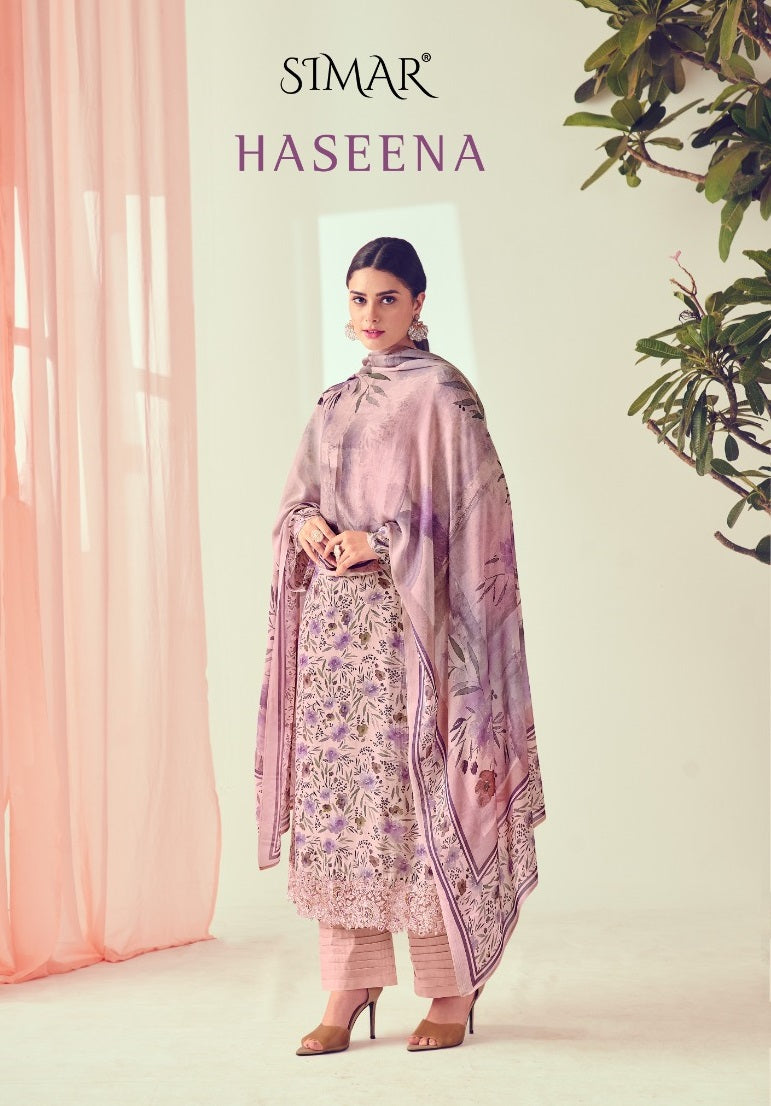 Simar Haseena Viscose Muslin Digital Prints With Embroidery Work Suits