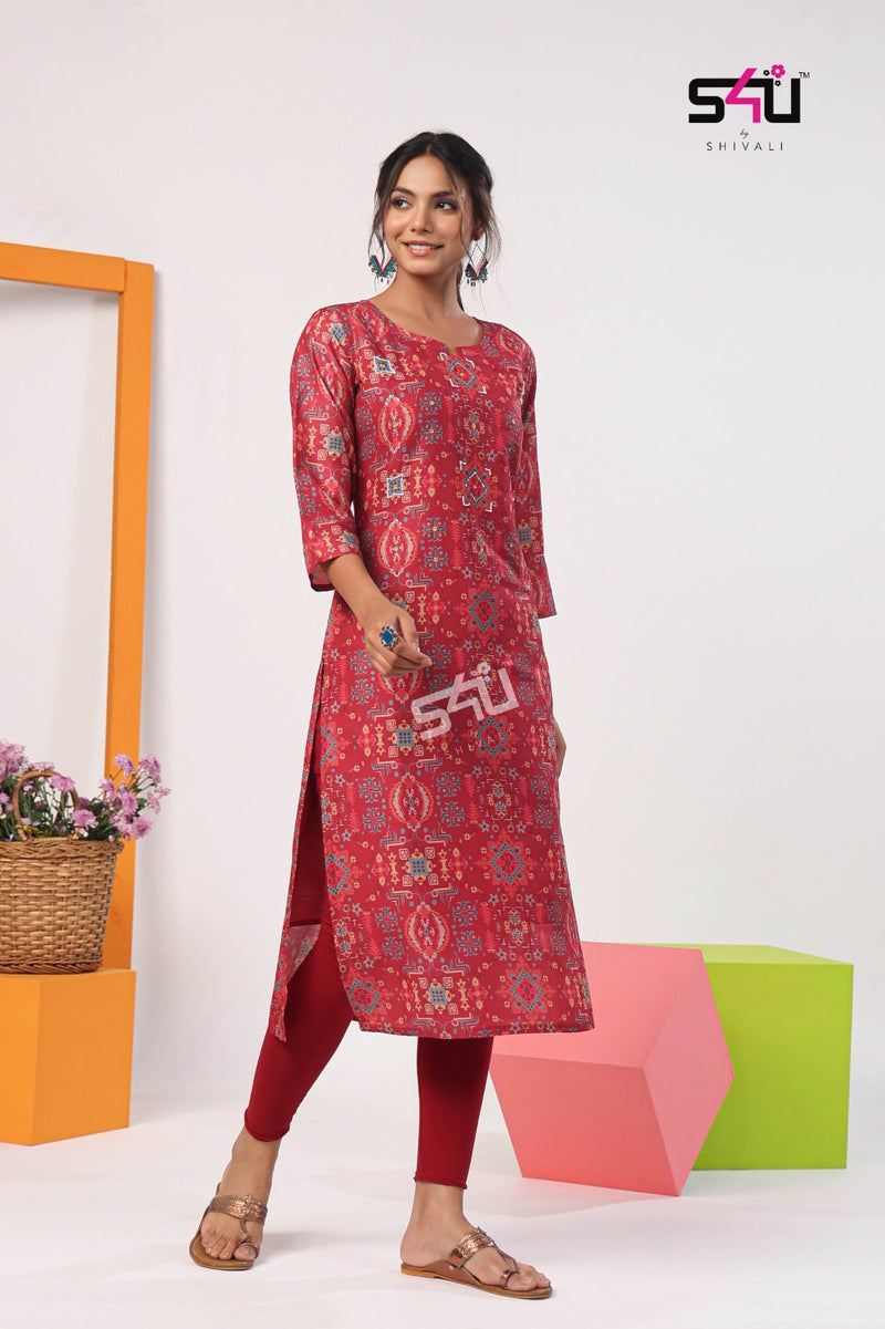 1love S4u Gold Vol 5 Muslin Fancy Designer Print Kurtis