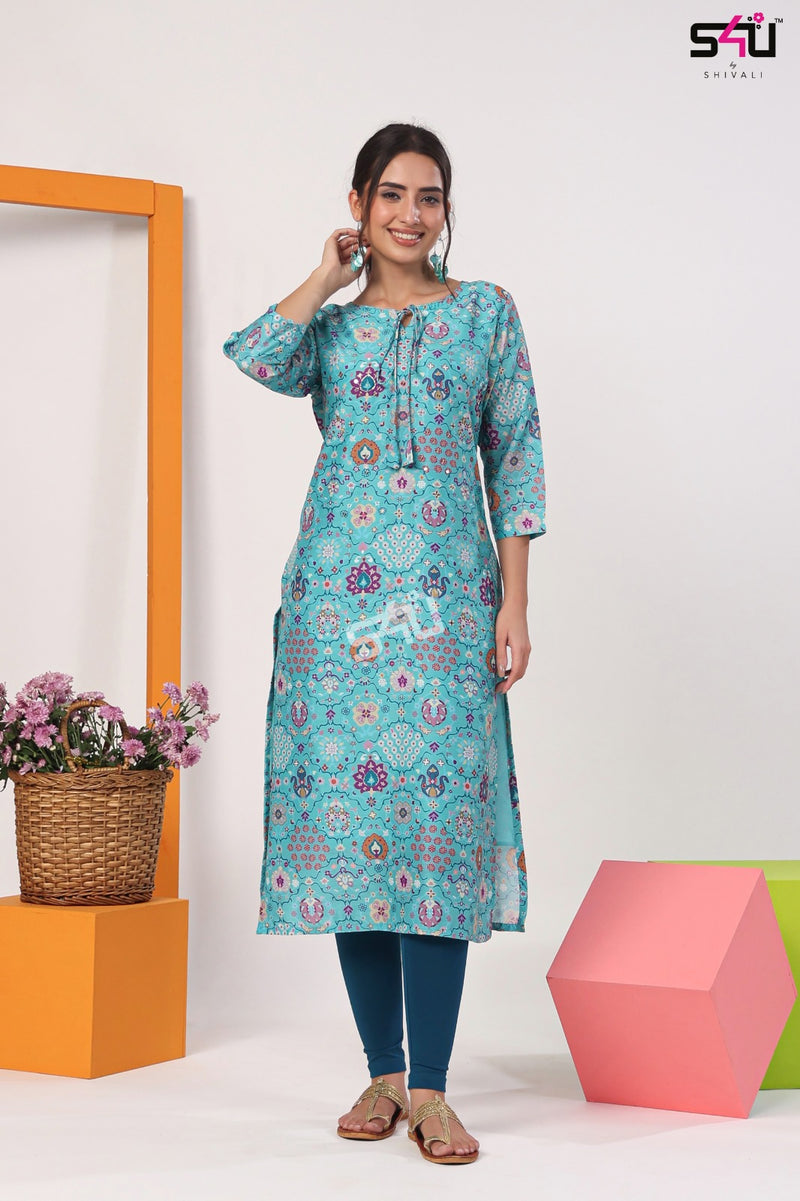 1love S4u Gold Vol 5 Muslin Fancy Designer Print Kurtis