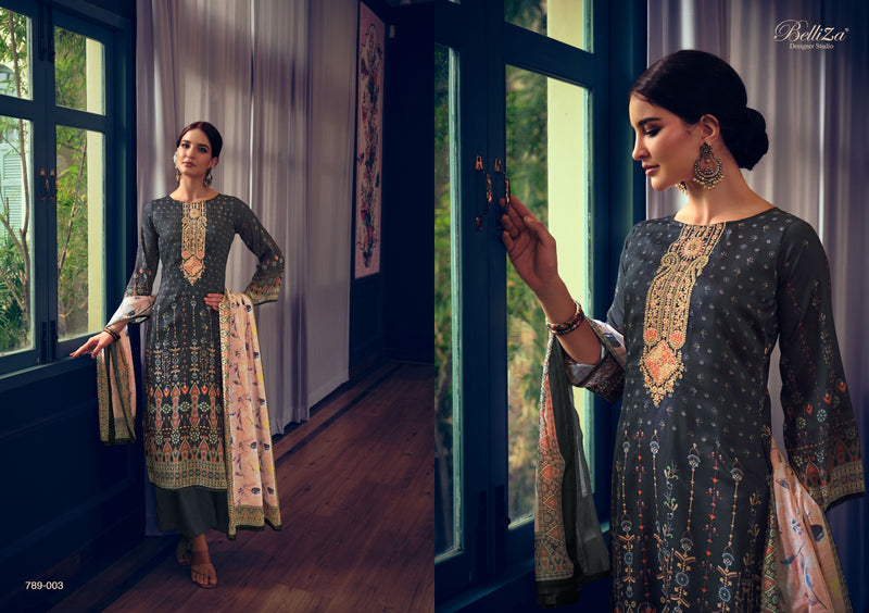 Belliza Designer Studio Gulabo Jam Cotton Digital Print With Designer Work Suits