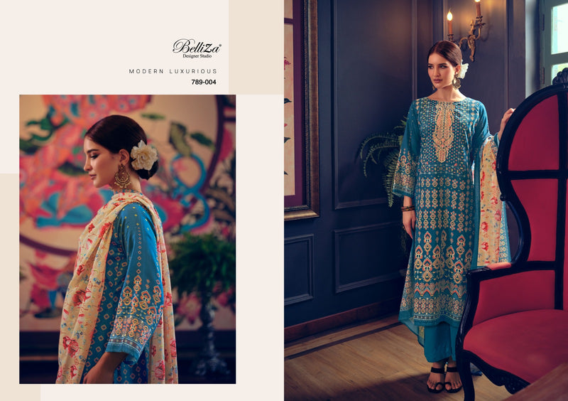 Belliza Designer Studio Gulabo Jam Cotton Digital Print With Designer Work Suits