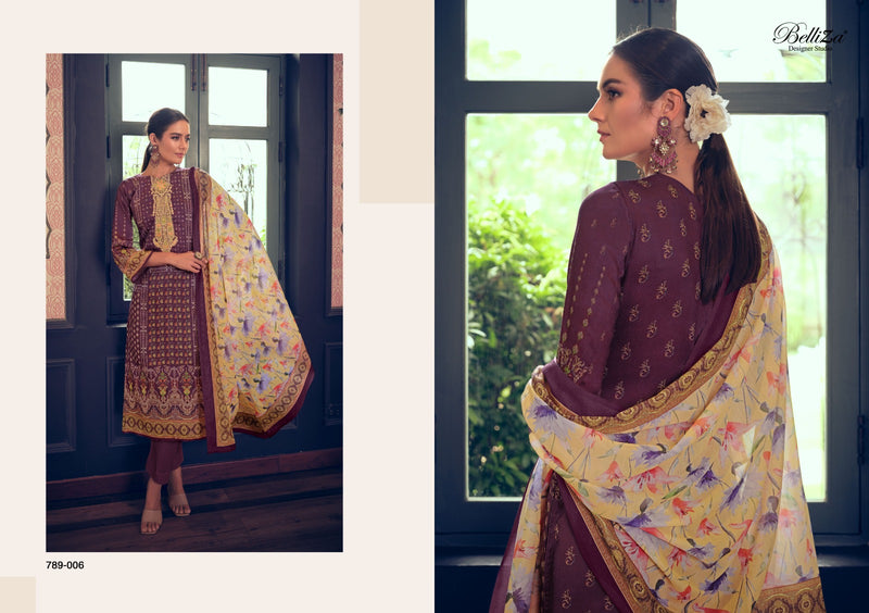 Belliza Designer Studio Gulabo Jam Cotton Digital Print With Designer Work Suits