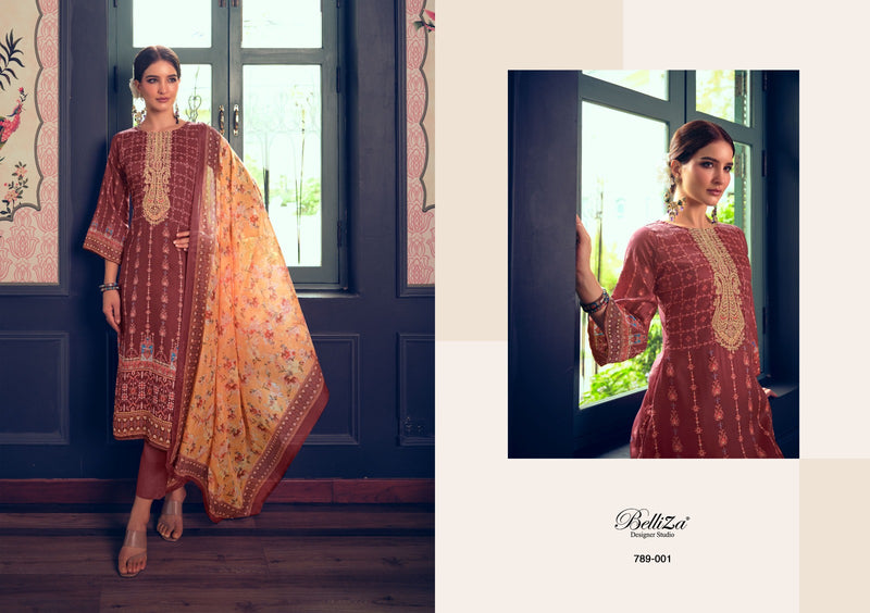Belliza Designer Studio Gulabo Jam Cotton Digital Print With Designer Work Suits