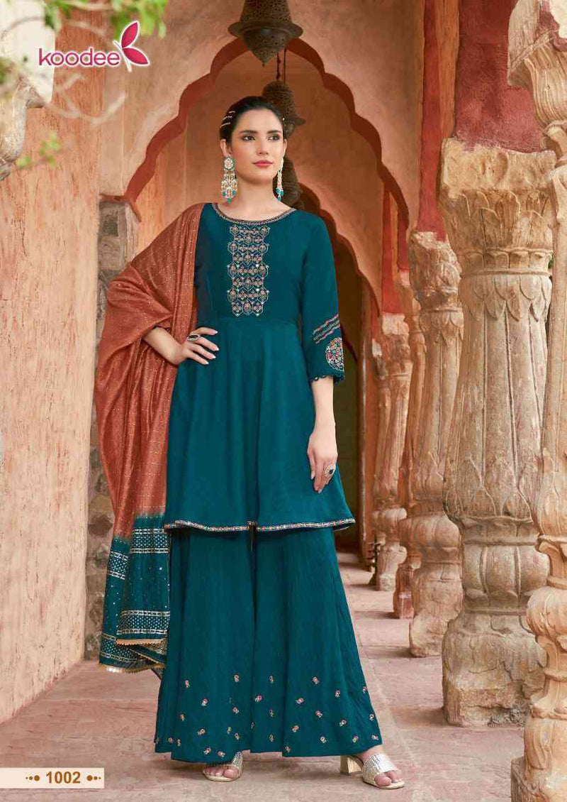 Koodee Fashion Gulabo Vol 3 Chinon Fancy Embroidery Designer Peplum Style Ready Made Suits