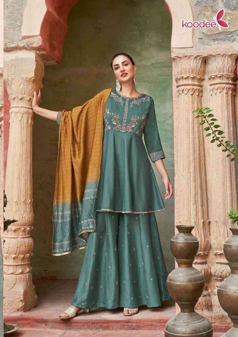 Koodee Fashion Gulabo Vol 3 Chinon Fancy Embroidery Designer Peplum Style Ready Made Suits