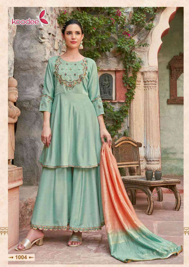 Koodee Fashion Gulabo Vol 3 Chinon Fancy Embroidery Designer Peplum Style Ready Made Suits