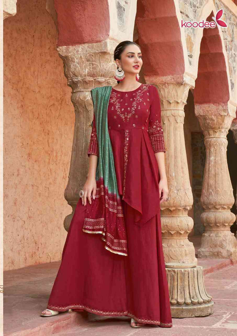 Koodee Fashion Gulabo Vol 3 Chinon Fancy Embroidery Designer Peplum Style Ready Made Suits