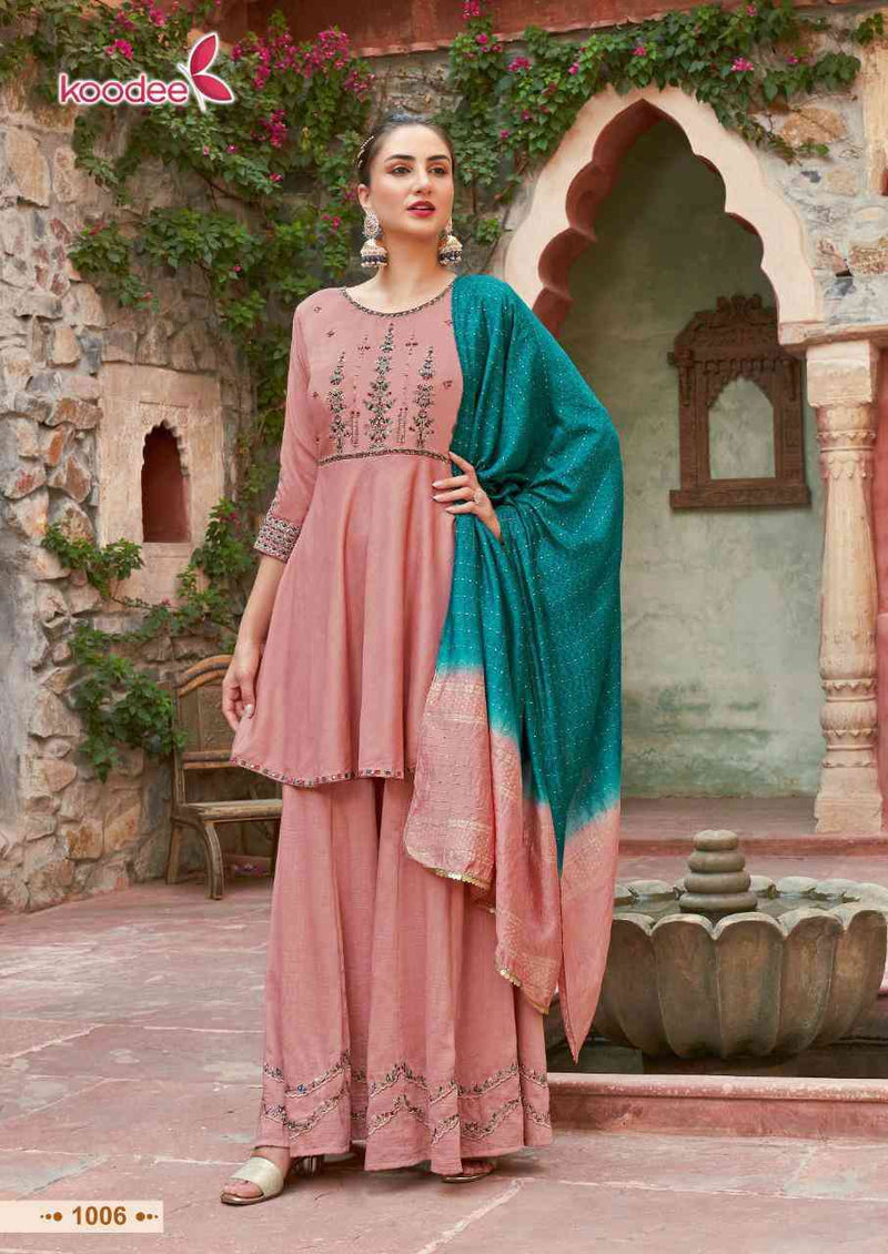 Koodee Fashion Gulabo Vol 3 Chinon Fancy Embroidery Designer Peplum Style Ready Made Suits