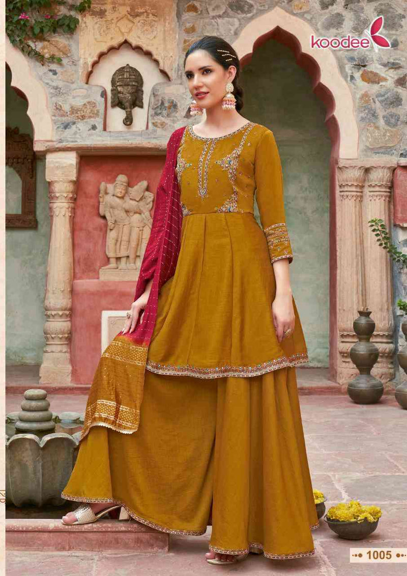 Koodee Fashion Gulabo Vol 3 Chinon Fancy Embroidery Designer Peplum Style Ready Made Suits