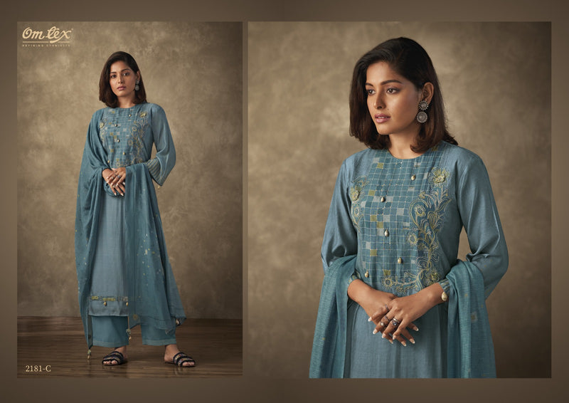 Omtex Gulbaugh Pure Muslin Digital Print With Heavy Work Suits