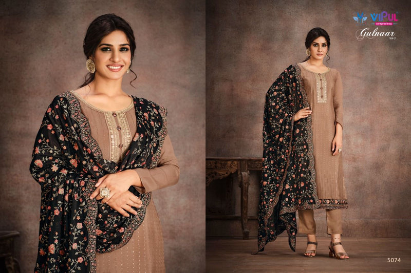 Vipul Gulnaar Vol 2 Chinnon Embroidery Swarovski Fancy Festive Wear Designer Salwar Kameez