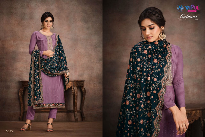 Vipul Gulnaar Vol 2 Chinnon Embroidery Swarovski Fancy Festive Wear Designer Salwar Kameez