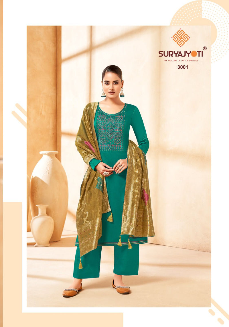 Suryajyoti Guzarish Vol 3 Jam Satin Embroidery Work Fancy Salwar Suits