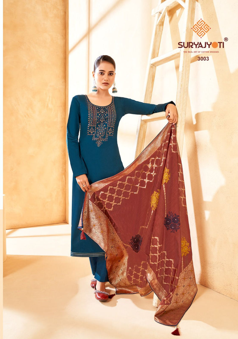 Suryajyoti Guzarish Vol 3 Jam Satin Embroidery Work Fancy Salwar Suits