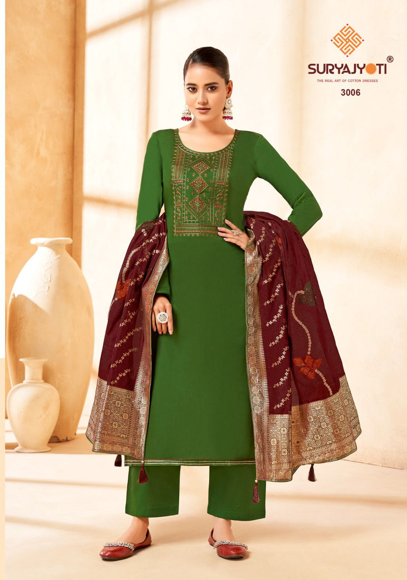Suryajyoti Guzarish Vol 3 Jam Satin Embroidery Work Fancy Salwar Suits