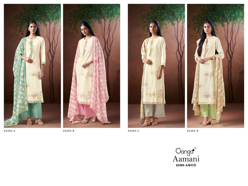 Ganga Aamani 3265 Pure Cotton Mal Cotton Embroidered Handwork Salwar Suit