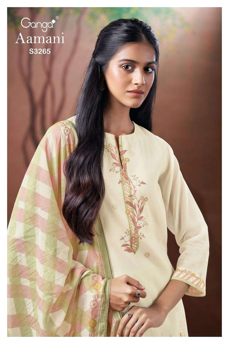 Ganga Aamani 3265 Pure Cotton Mal Cotton Embroidered Handwork Salwar Suit