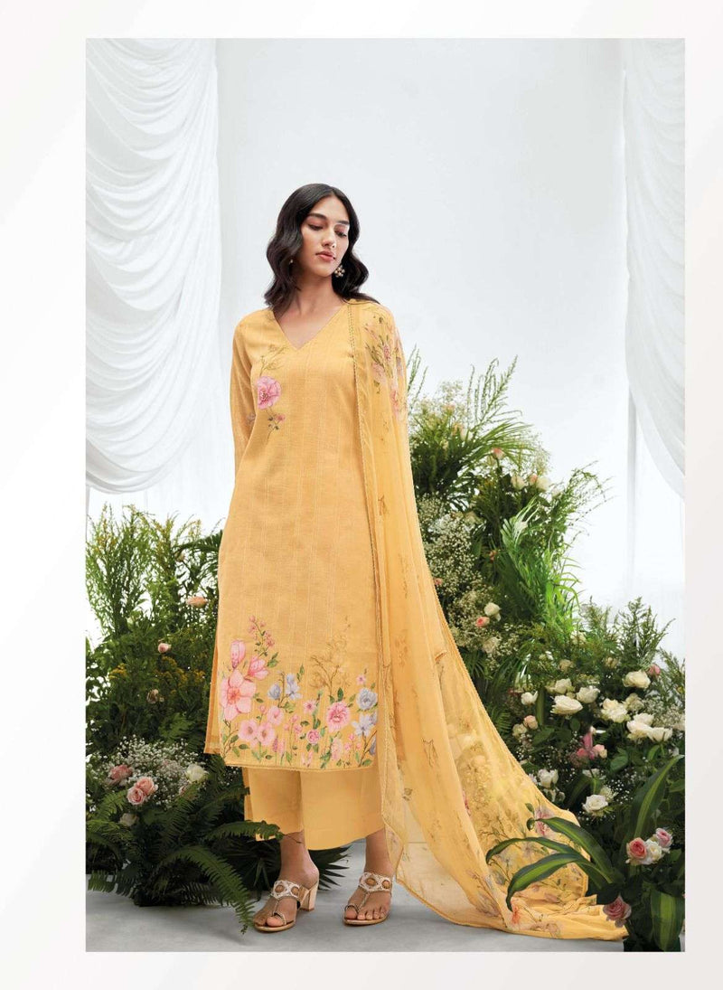 Ganga Ahren Premium Cotton Linen Jacquard Designer Salwar Kameez