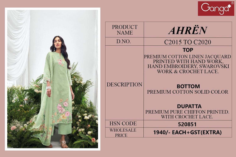 Ganga Ahren Premium Cotton Linen Jacquard Designer Salwar Kameez